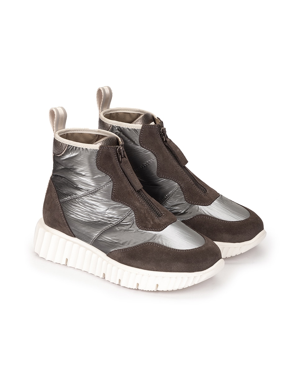 Botines de mujer de estilo deportivo con cremallera - Weekend by Pedro Miralles - Gris Gris-2