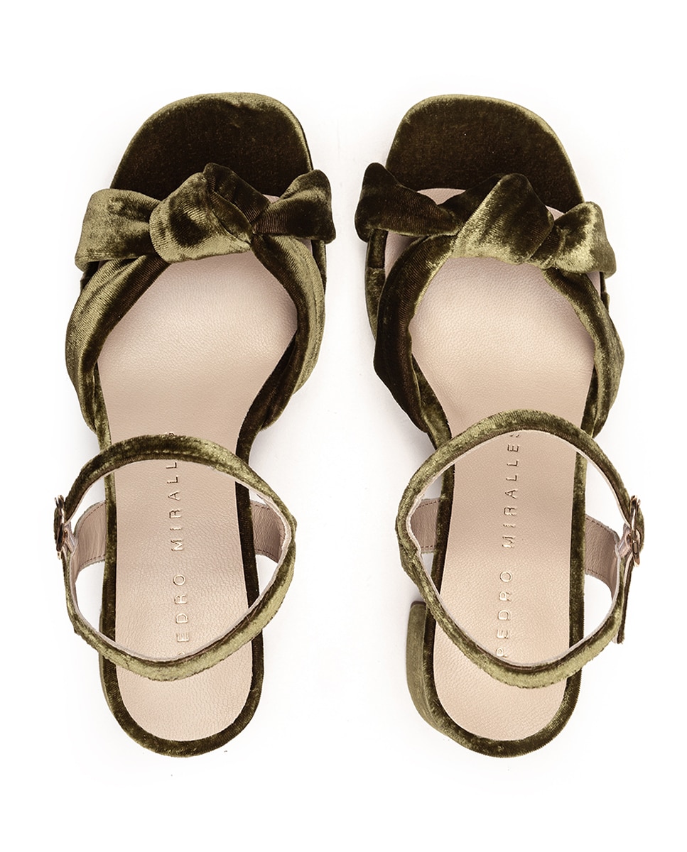 Sandalias de mujer de tacón con plataforma y nudo delantero - Pedro Miralles - Verde Oliva Verde Oliva-3