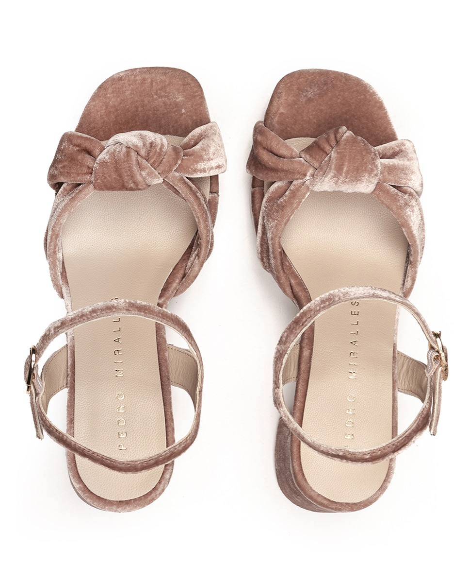 Sandalias de mujer de tacón con plataforma y nudo delantero - Pedro Miralles - Rosa Rosa-3