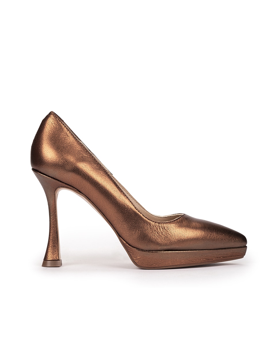 Pedro Miralles - Zapatos de salón de tacón de mujer de piel metalizada.
