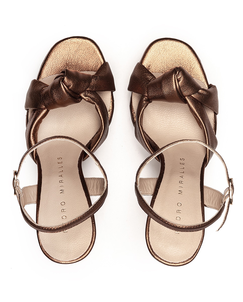 Sandalias de tacón de mujer con plataforma y detalle nudo - Pedro Miralles - Marrón Marrón-3