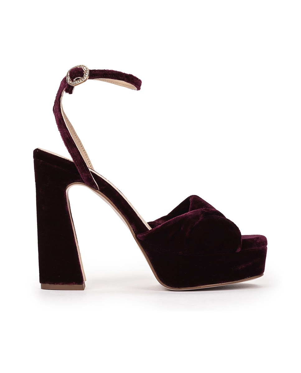 Pedro Miralles - Sandalias de tacón de mujer de terciopelo con plataforma.
