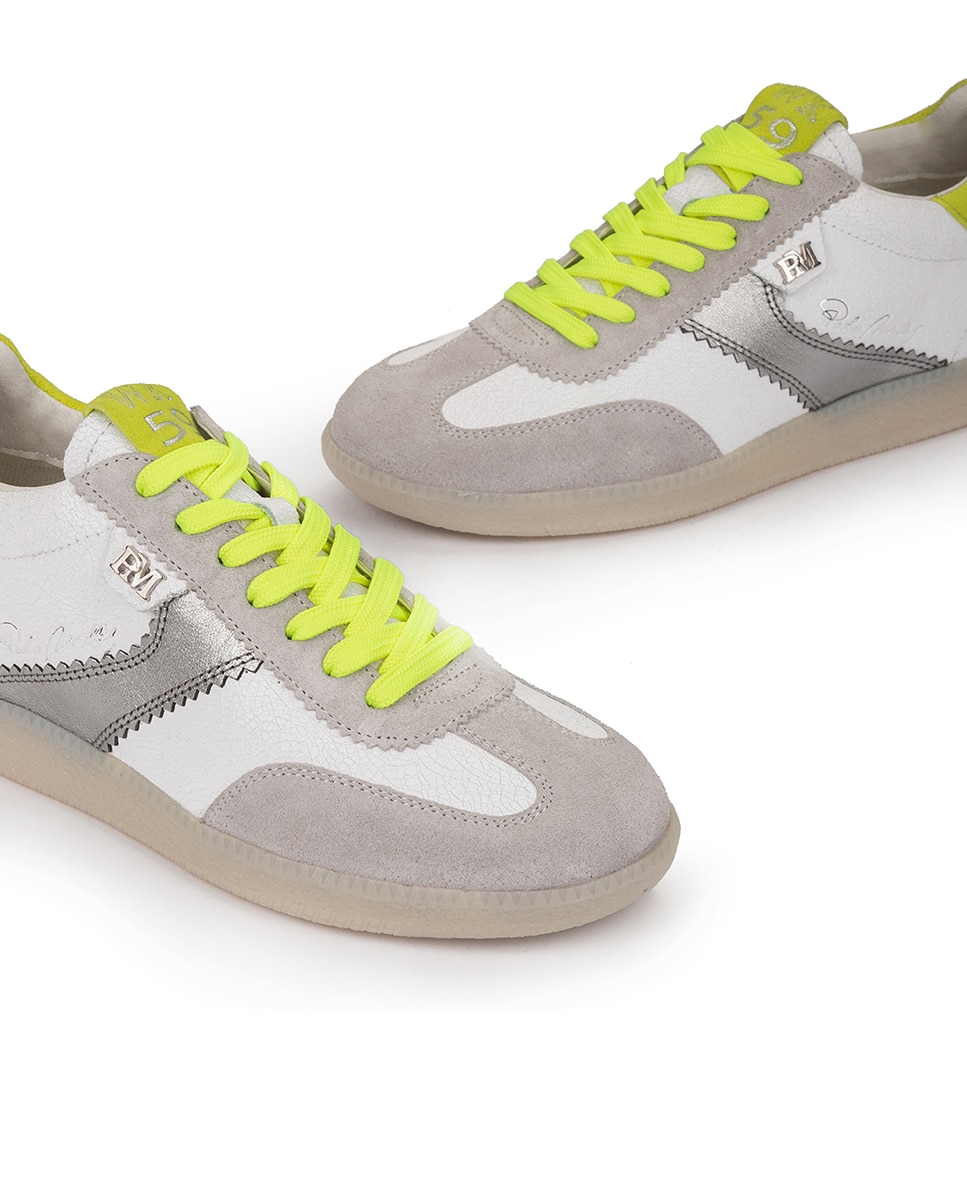 Zapatillas deportivas de mujer con cordones y detalles contraste - Weekend by Pedro Miralles - Blanco / Amarillo Blanco / Amarillo-2
