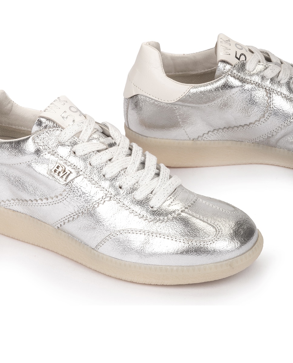 Zapatillas deportivas de mujer con cordones y detalles contraste - Weekend by Pedro Miralles - Plata metalizada Plata metalizada-4