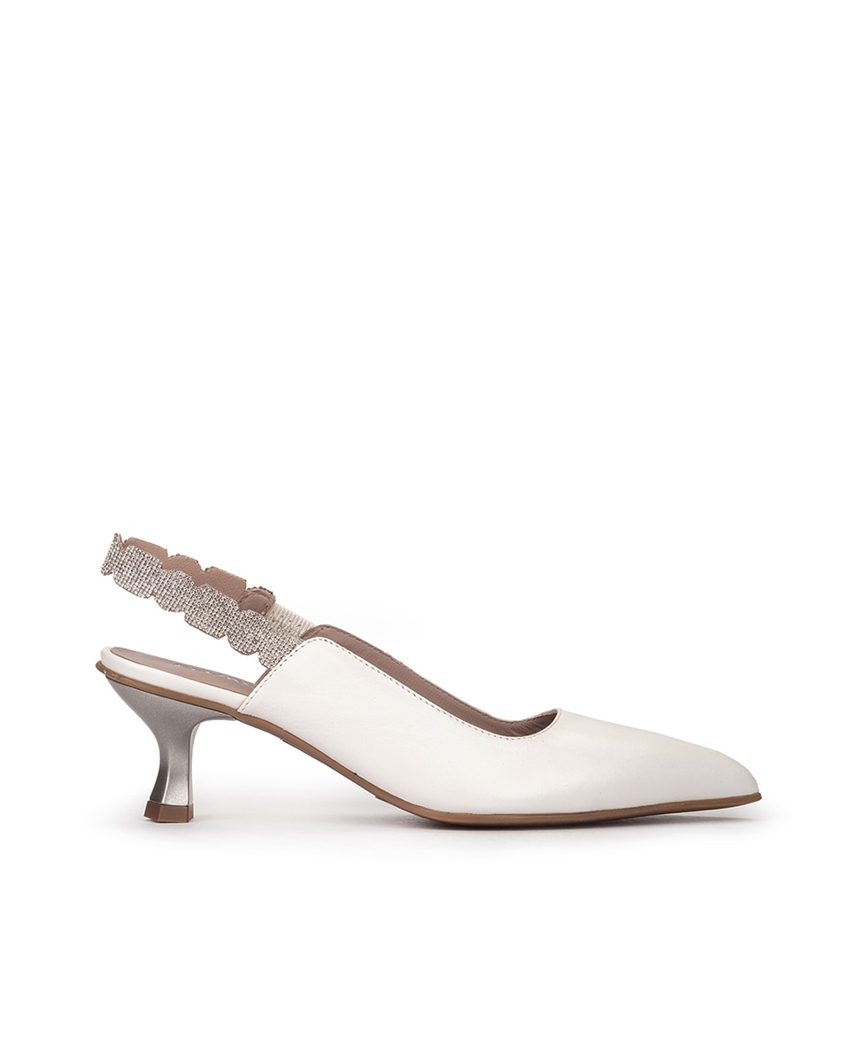 Imagen 0 de Zapatos de salón de mujer de punta fina con brillantes Blanco