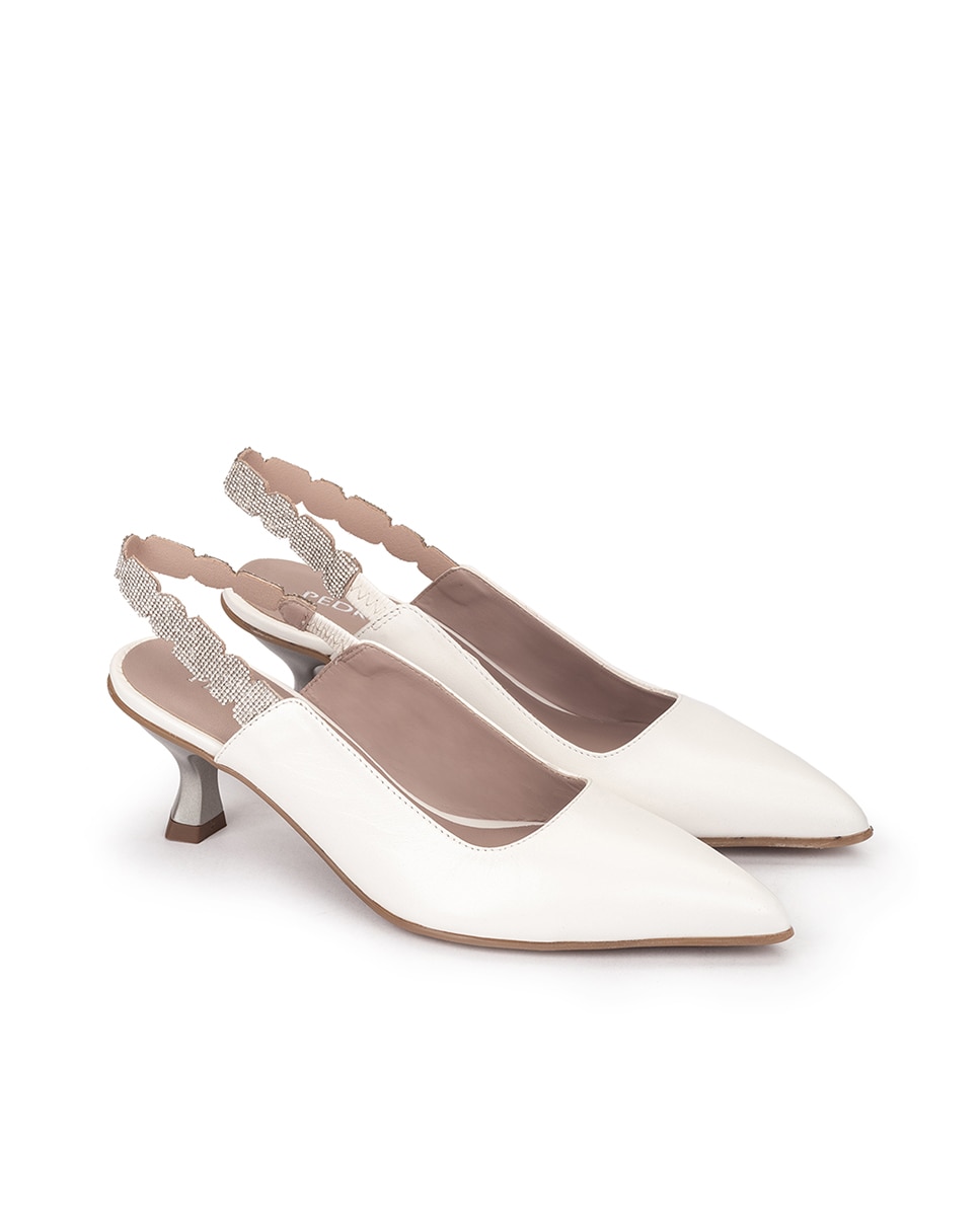Zapatos de salón de mujer de punta fina con brillantes - Pedro Miralles - Blanco Blanco-3