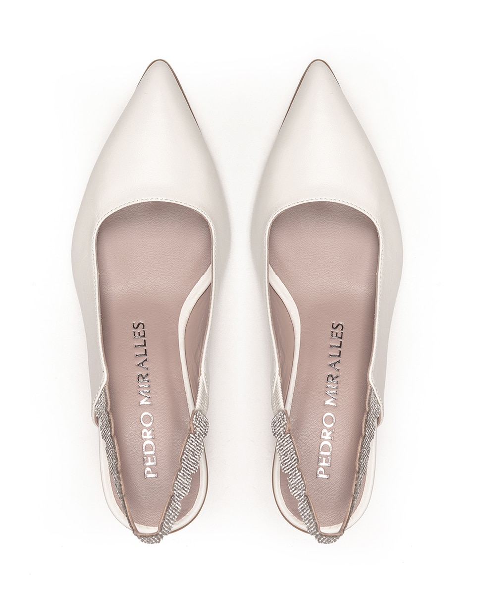 Zapatos de salón de mujer de punta fina con brillantes - Pedro Miralles - Blanco Blanco-2