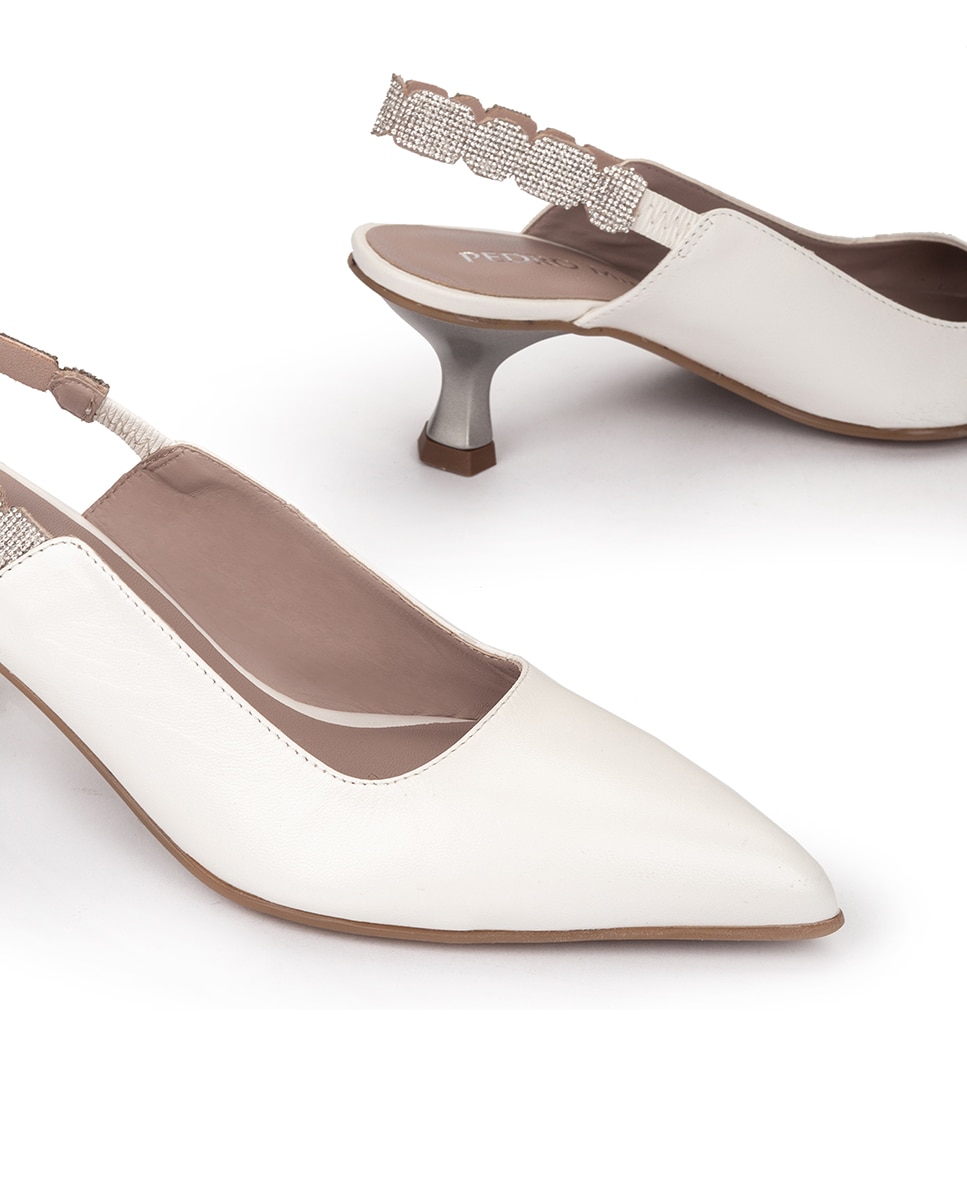 Zapatos de salón de mujer de punta fina con brillantes - Pedro Miralles - Blanco Blanco-4