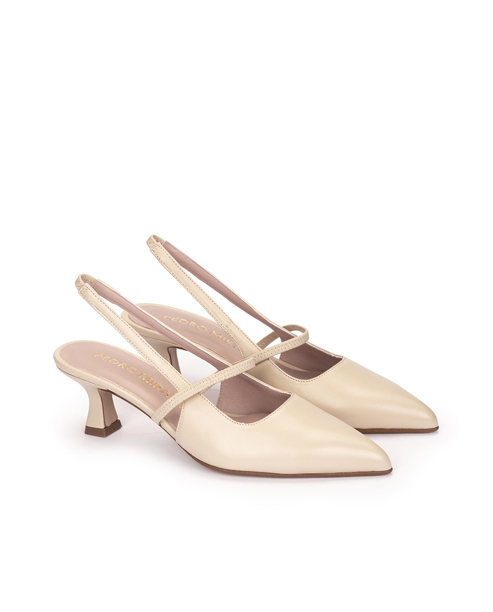 Zapatos de salón de mujer destalonados con elásticos - Pedro Miralles - Beige Beige-3