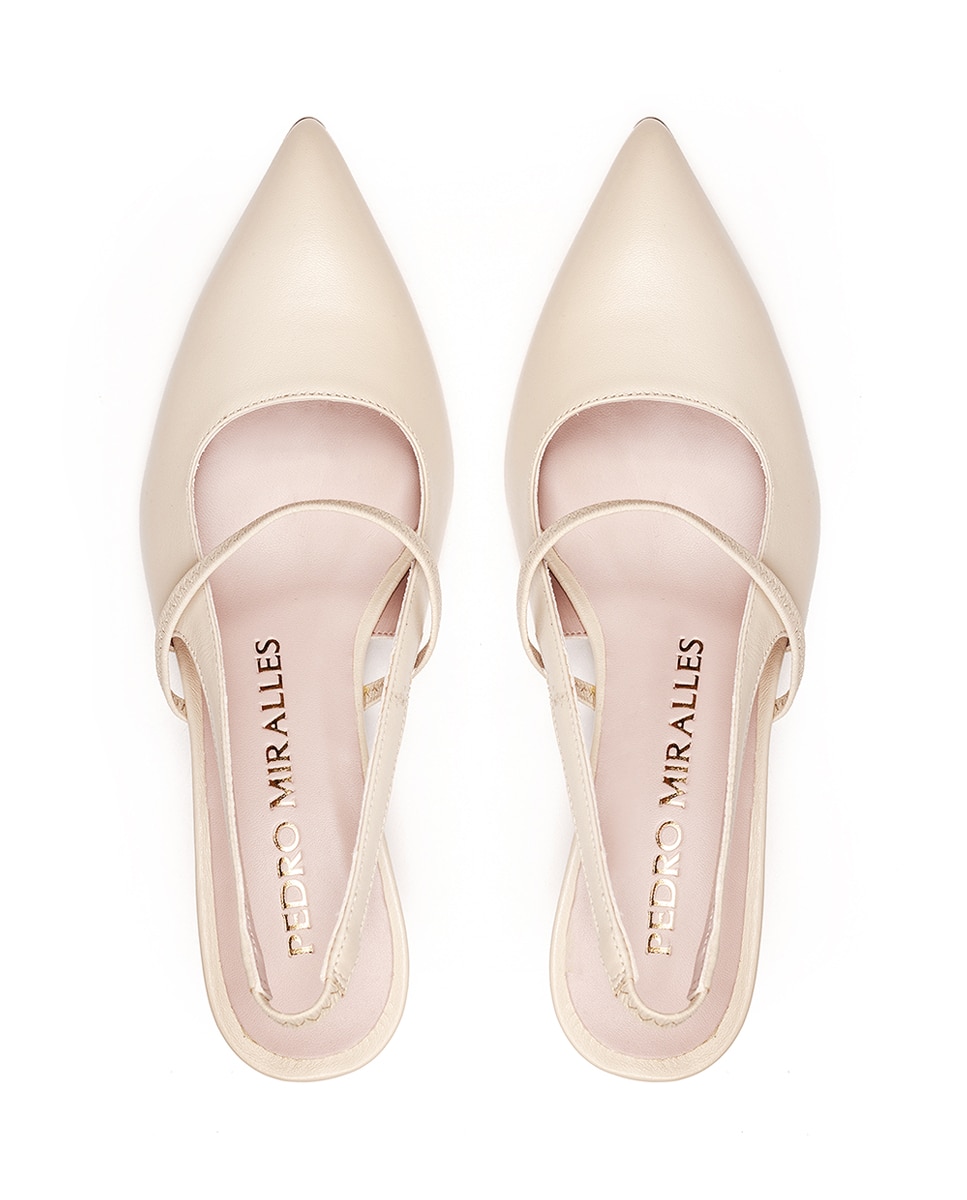 Zapatos de salón de mujer destalonados con elásticos - Pedro Miralles - Beige Beige-2