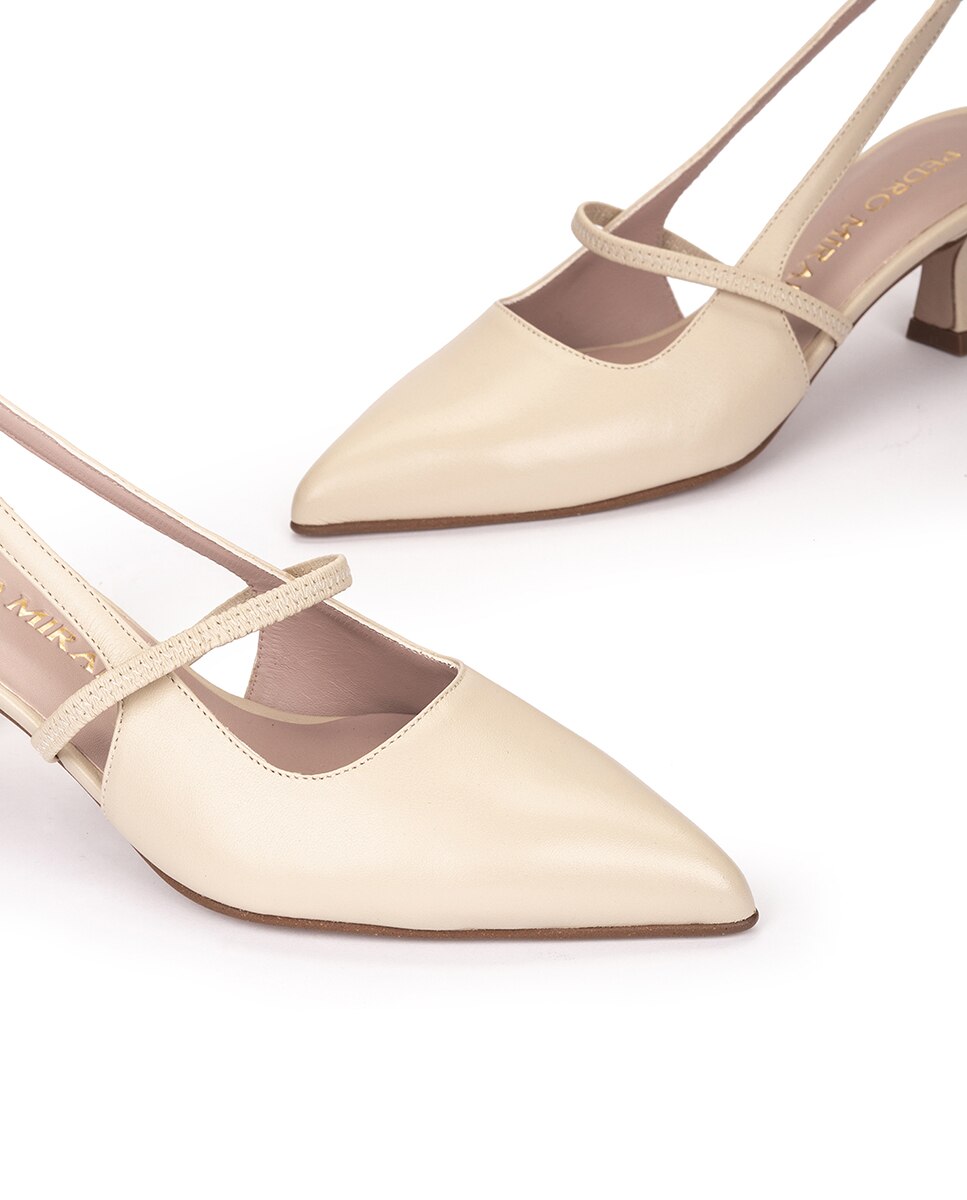 Zapatos de salón de mujer destalonados con elásticos - Pedro Miralles - Beige Beige-4