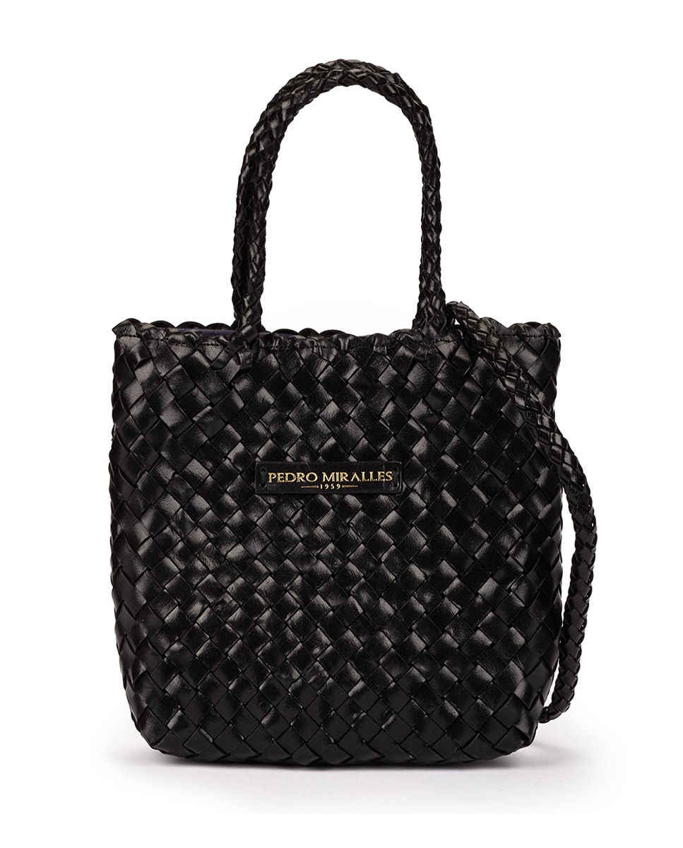 Bandolera de mujer multiposición de piel trenzada - Pedro Miralles - Negro Negro-1