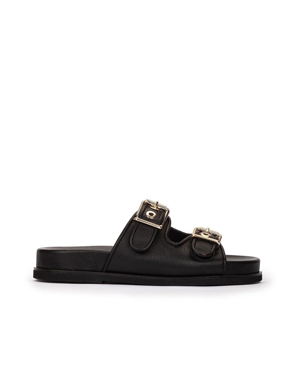 Sandalias de mujer estilo bio con doble hebilla - Pedro Miralles - Negro Negro-1