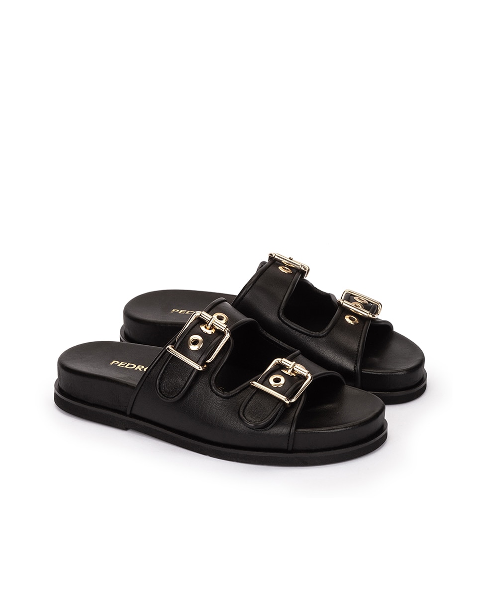 Sandalias de mujer estilo bio con doble hebilla - Pedro Miralles - Negro Negro-2