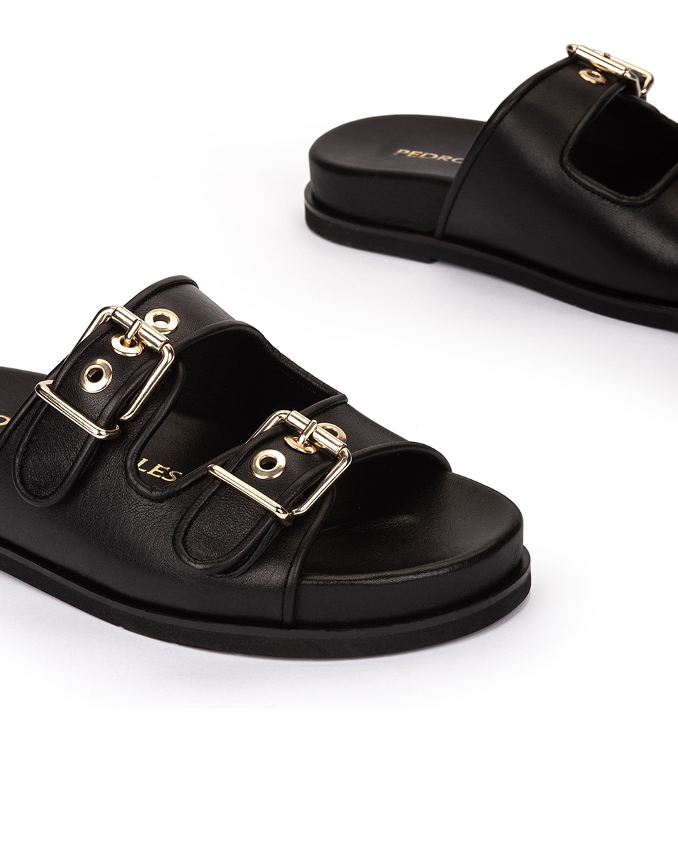 Sandalias de mujer estilo bio con doble hebilla - Pedro Miralles - Negro Negro-4