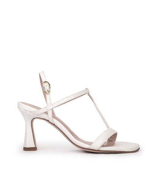 Imagen 0 de Sandalias de tacón de mujer de piel de color blanco