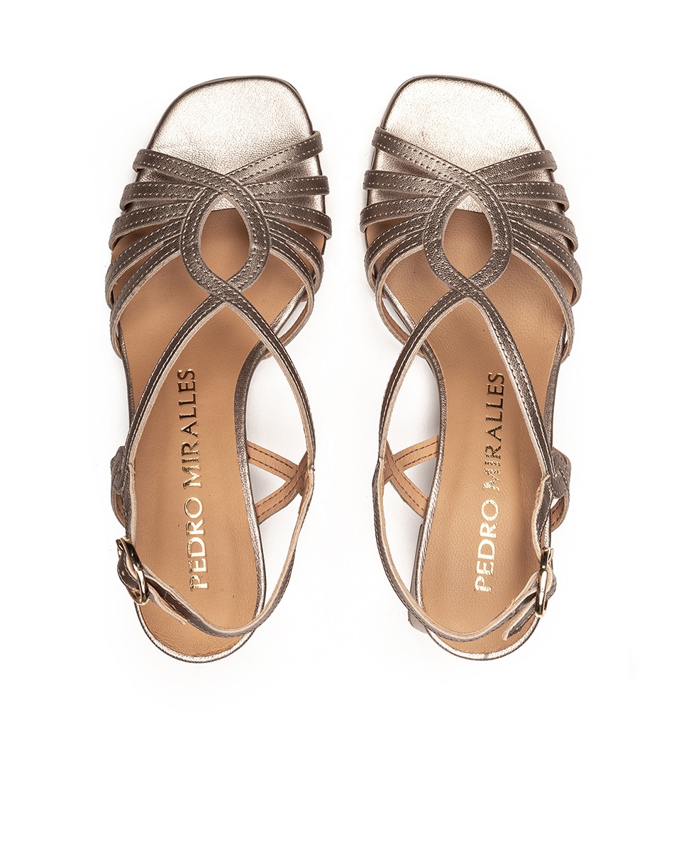 Sandalias de tacón de mujer con hebilla - Pedro Miralles - Dorado Dorado-3