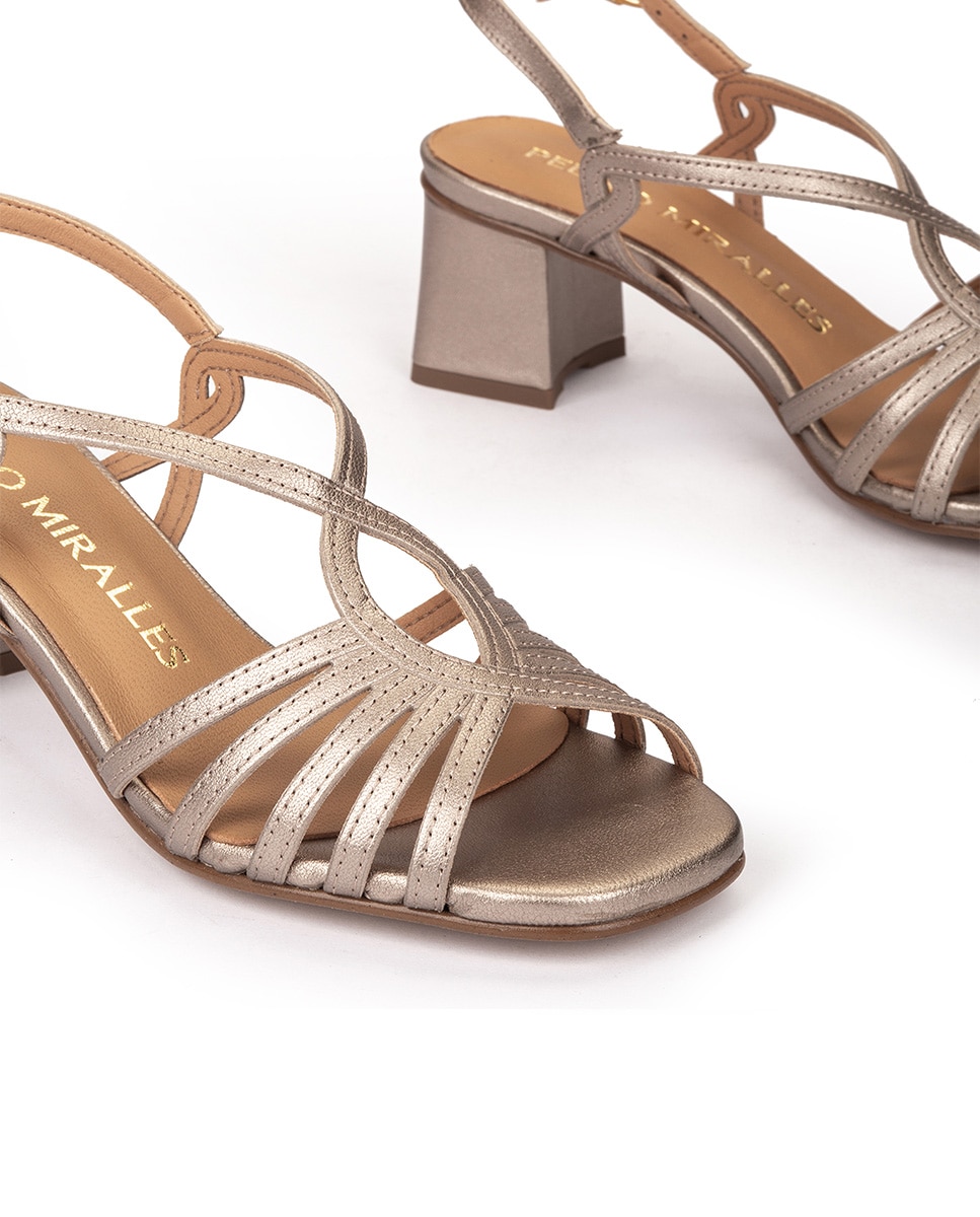 Sandalias de tacón de mujer con hebilla - Pedro Miralles - Dorado Dorado-4