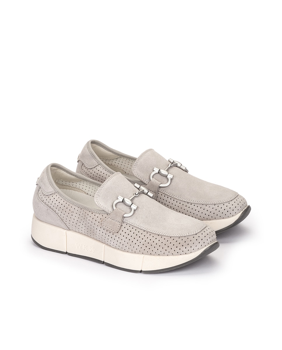 Zapatillas de serraje de mujer con adorno sobre la pala - Weekend by Pedro Miralles - Beige Beige-2