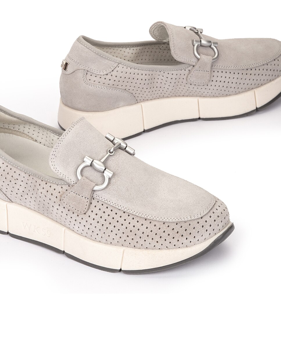 Zapatillas de serraje de mujer con adorno sobre la pala - Weekend by Pedro Miralles - Beige Beige-4