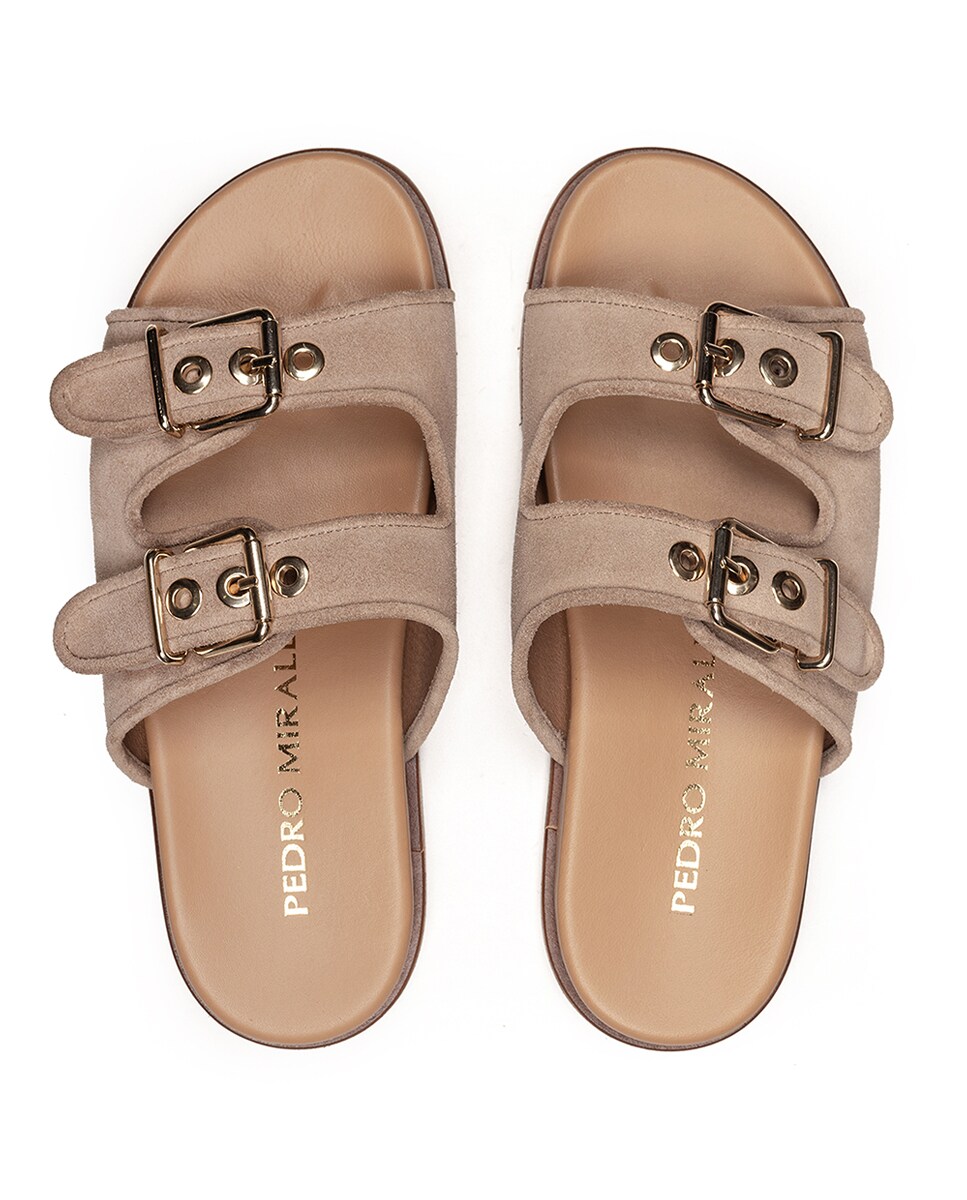 Sandalias de mujer estilo bio con doble hebilla · Pedro Miralles