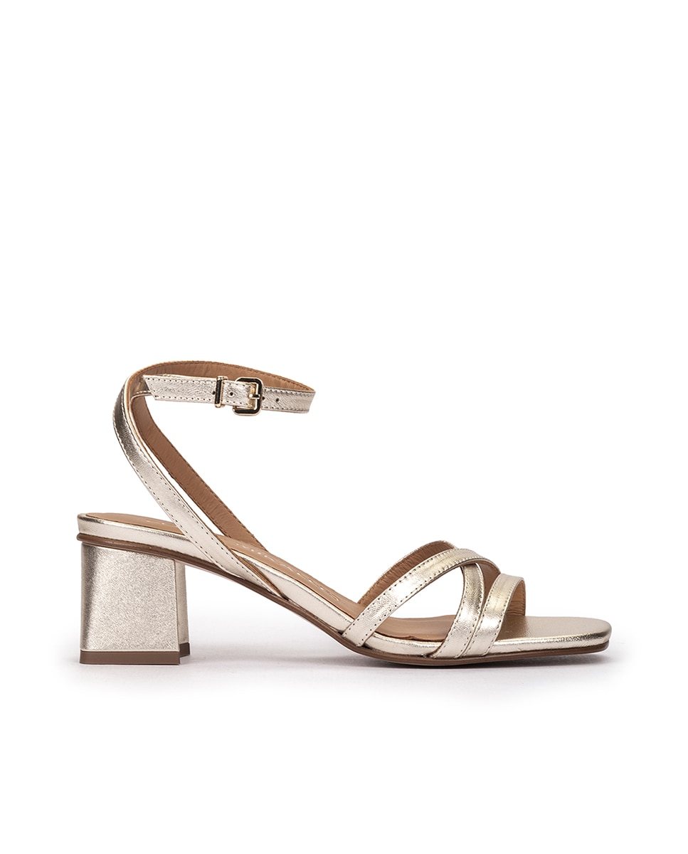 Pedro Miralles - Sandalias de tacón de mujer con tiras y cierre de hebilla.