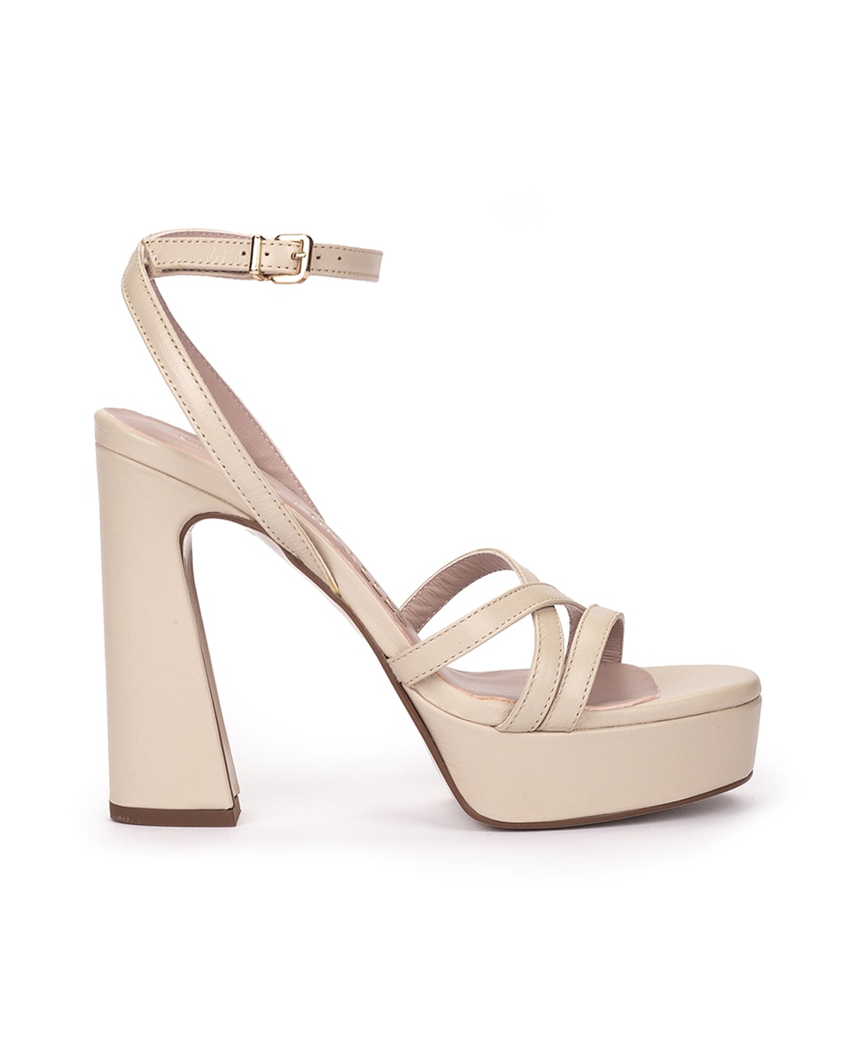 Sandalias de tacón de mujer con plataforma - Pedro Miralles - Beige Beige-1