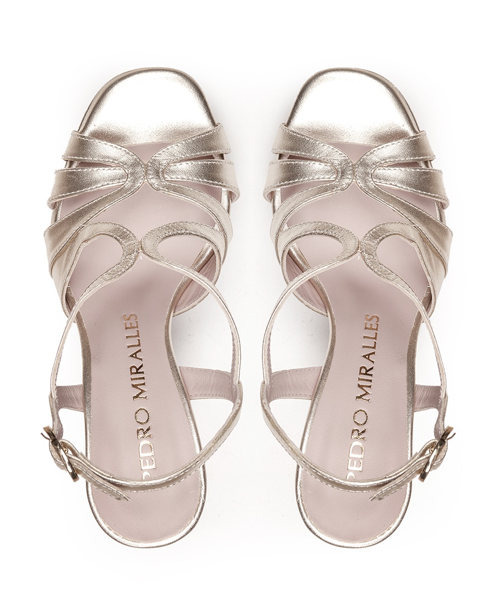 Sandalias de tacón de mujer con plataforma - Pedro Miralles - Dorado Dorado-2