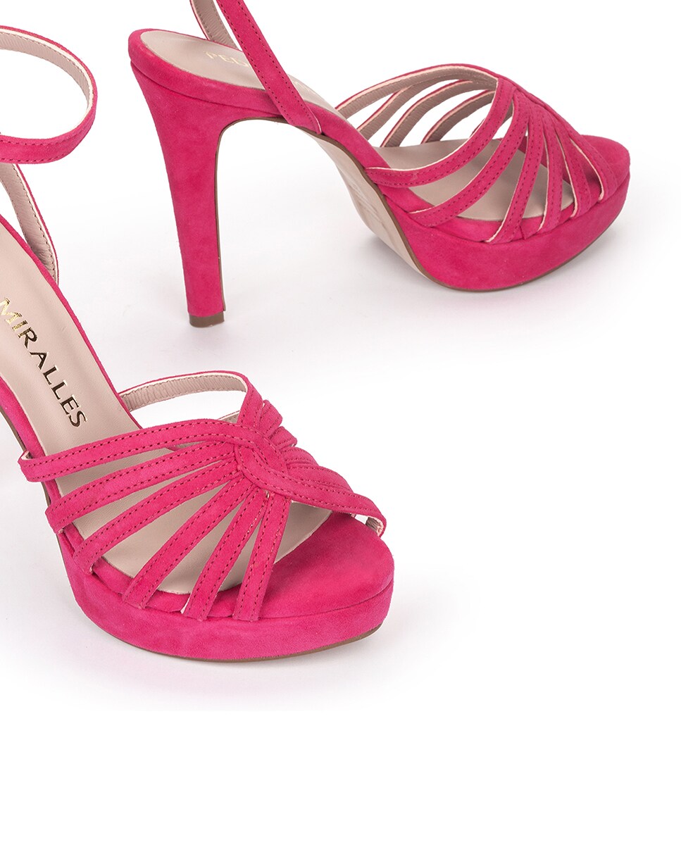 Pedro Miralles Peep Toe Fucsia Sandalias De Tacón De Mujer Con