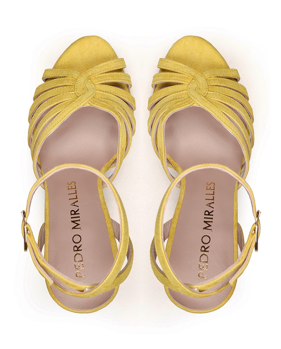 Sandalias de tacón de mujer con plataforma y pulsera al tobillo - Pedro Miralles - Amarillo Amarillo-3