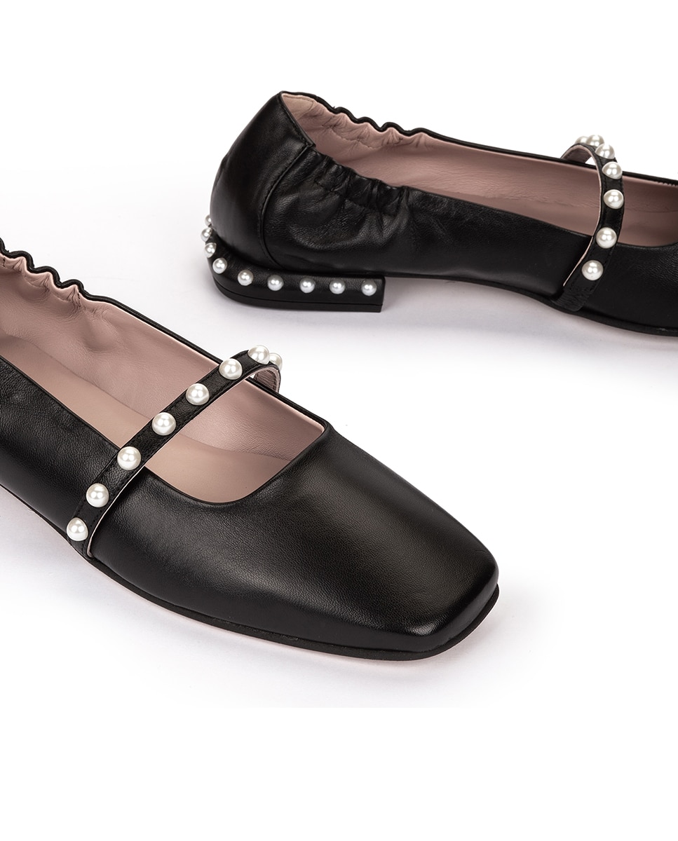 Bailarinas de mujer con fruncido y detalle perlas - Pedro Miralles - Negro Negro-4