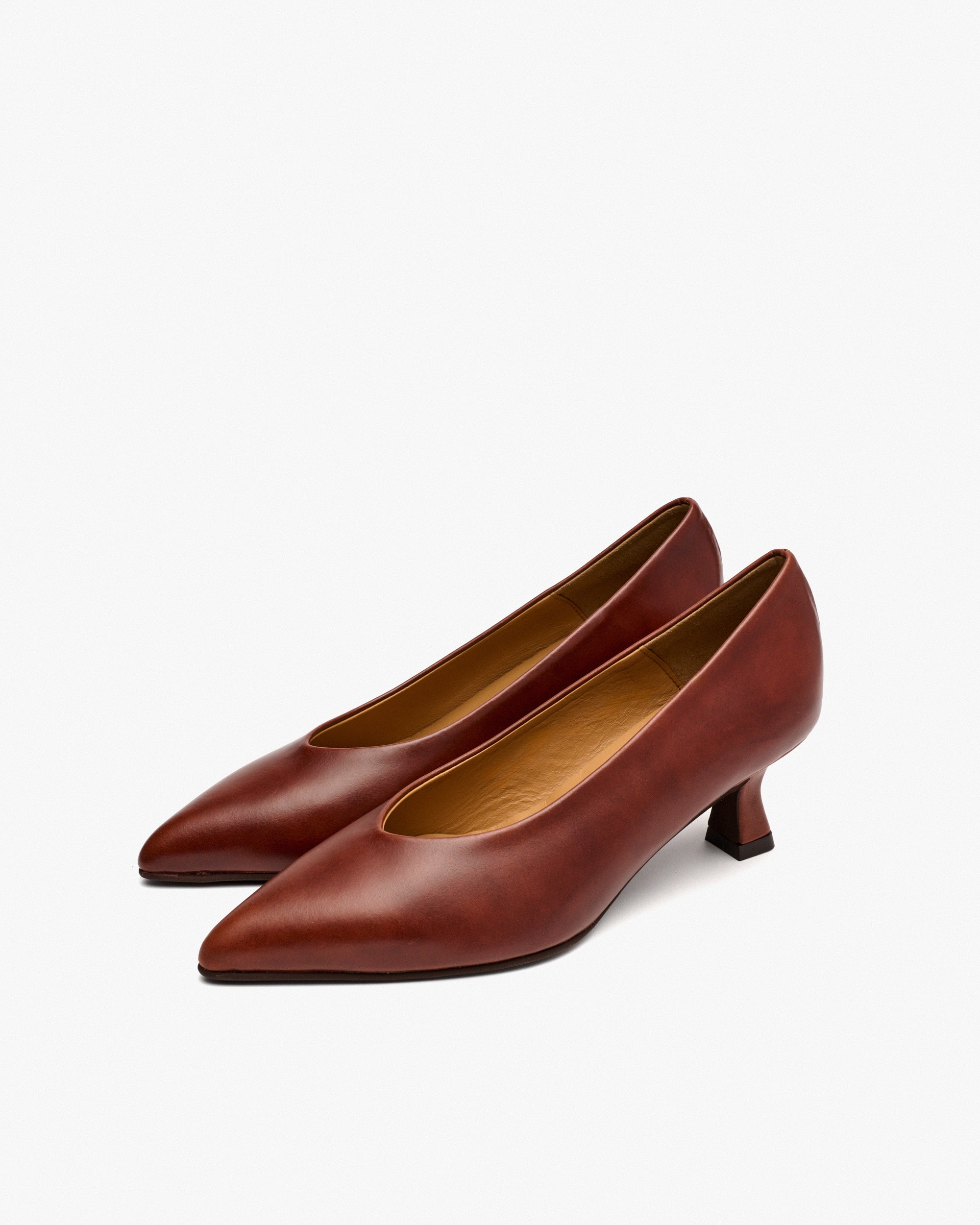 Zapatos de salón de mujer de punta fina de piel - Pedro Miralles - Marrón Marrón-2