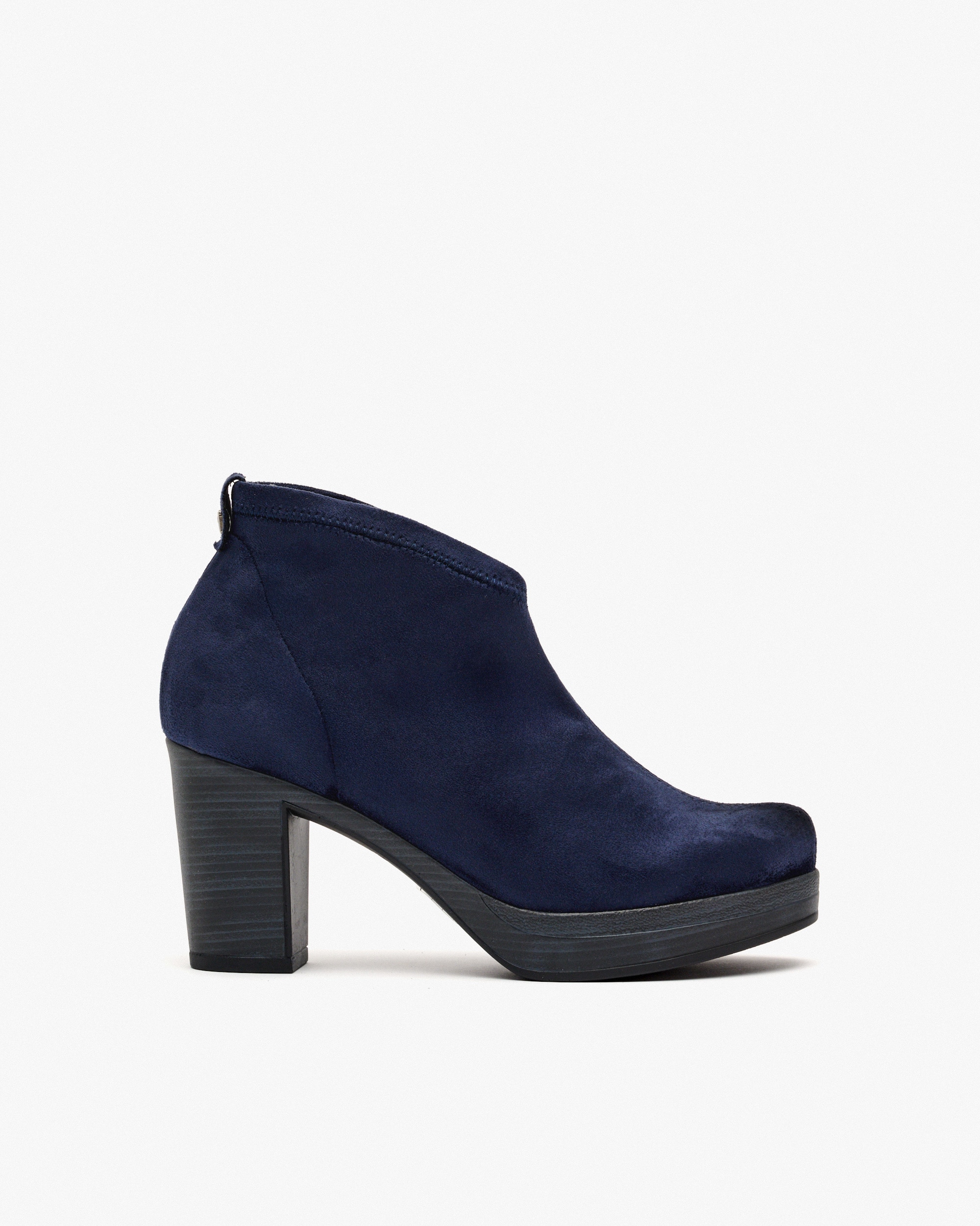 Imagen 0 de Botines de mujer de tejido elástico con tacón Azul marino