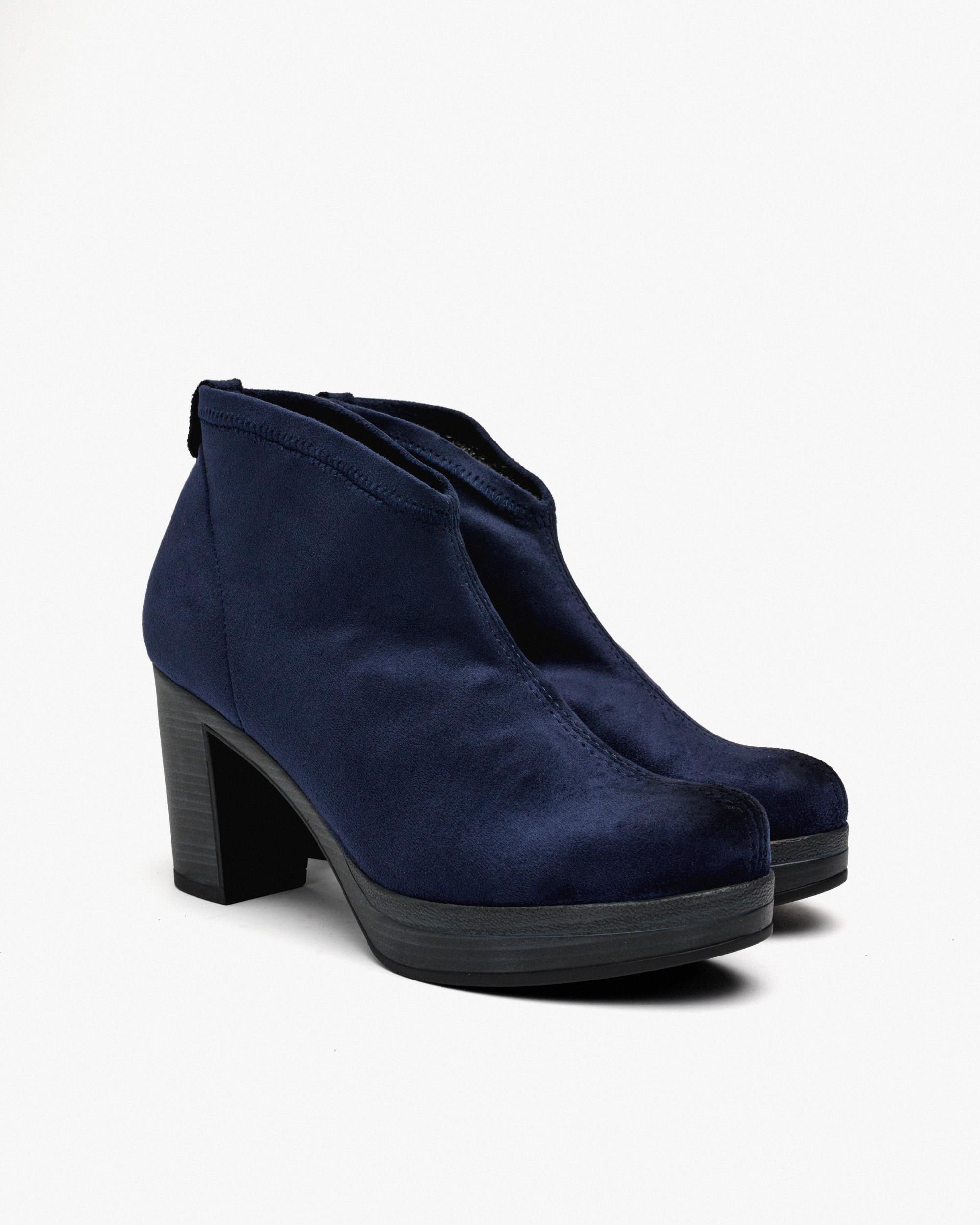 Botines de mujer de tejido elástico con tacón - Weekend by Pedro Miralles - Azul marino Azul marino-3