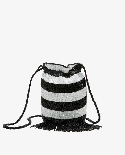 Bandolera de mujer de cuentas con rayas