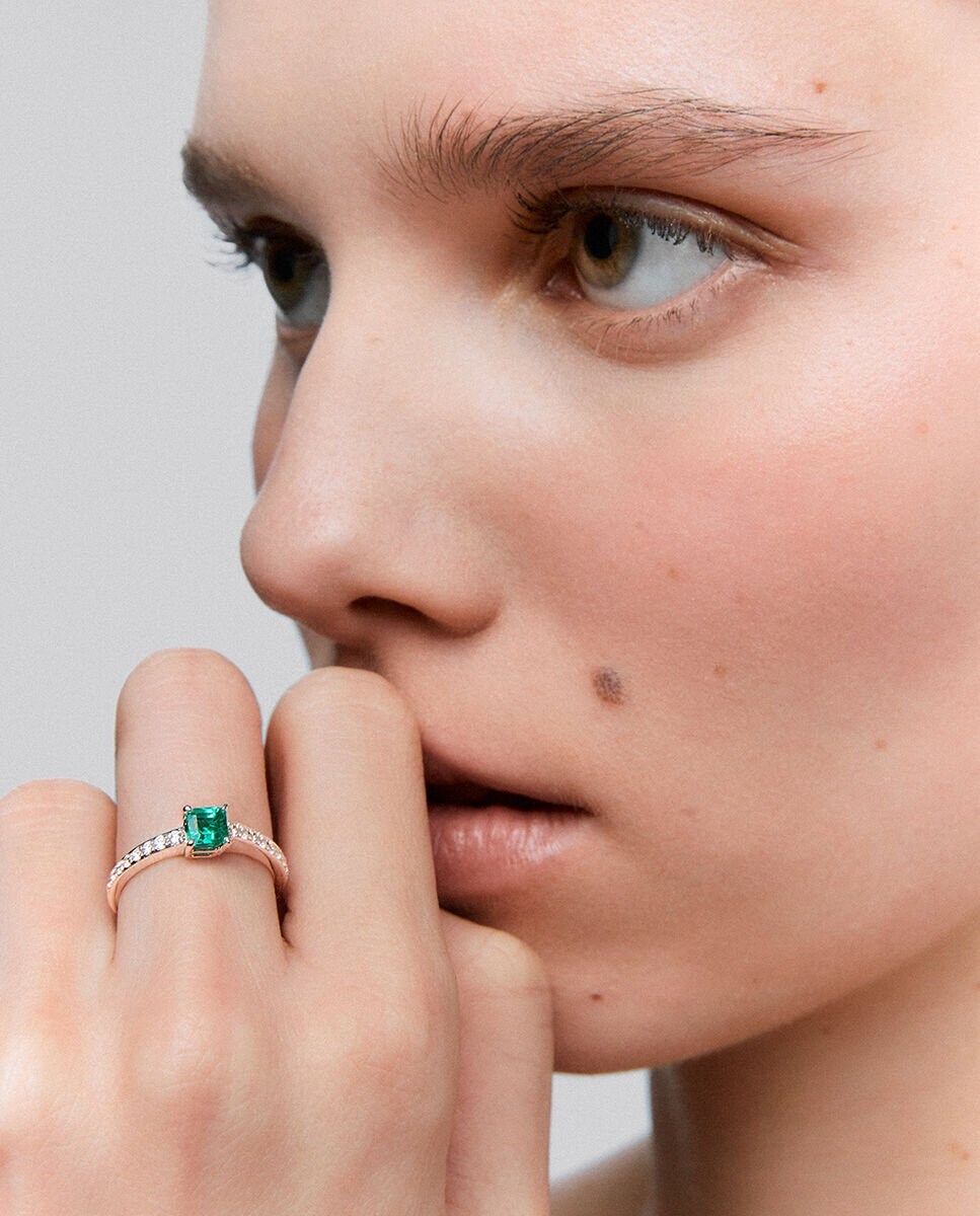 Suárez Precio Anillo Esmeralda Anillo De Oro Blanco Con Esmeralda