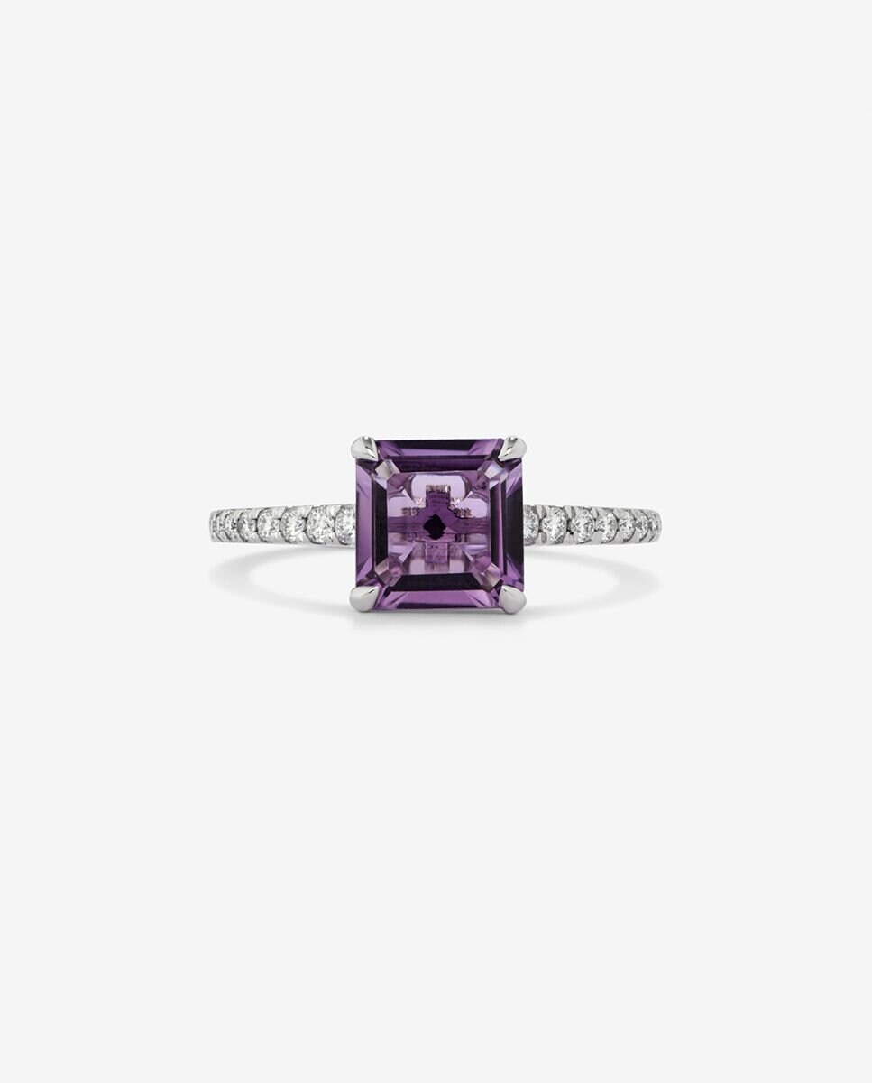 Anillo Solitario Con Amatista Corte Redonda