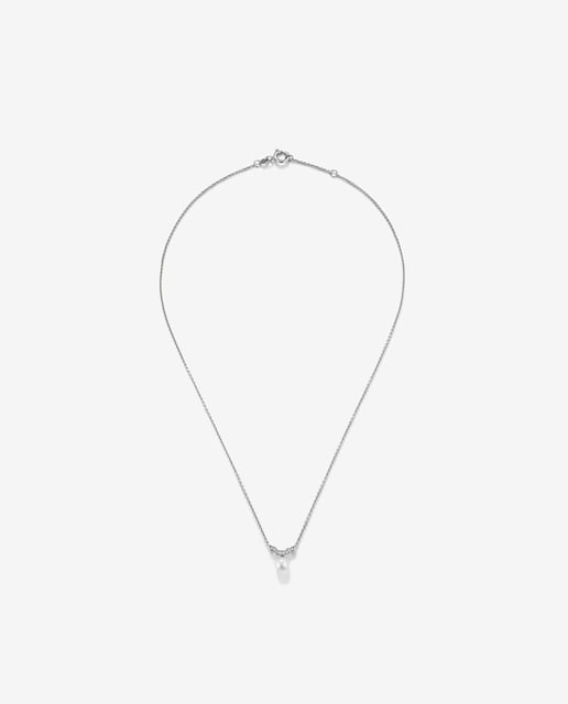 Imagen 0 de Colgante cadena de oro blanco con perla Akoya y diamantes