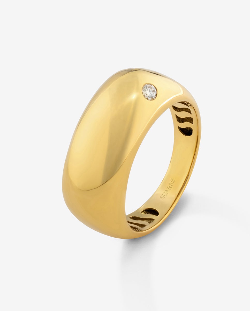 Imagen 0 de Anillo de oro amarillo de 18k con diamante en talla brillante de 0,03 cts Blanco