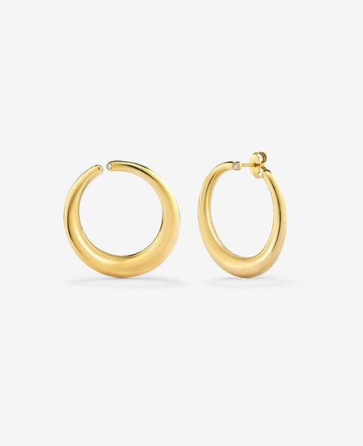 Imagen 0 de Pendientes aro liso extra grande oro amarillo de 18K con diamante