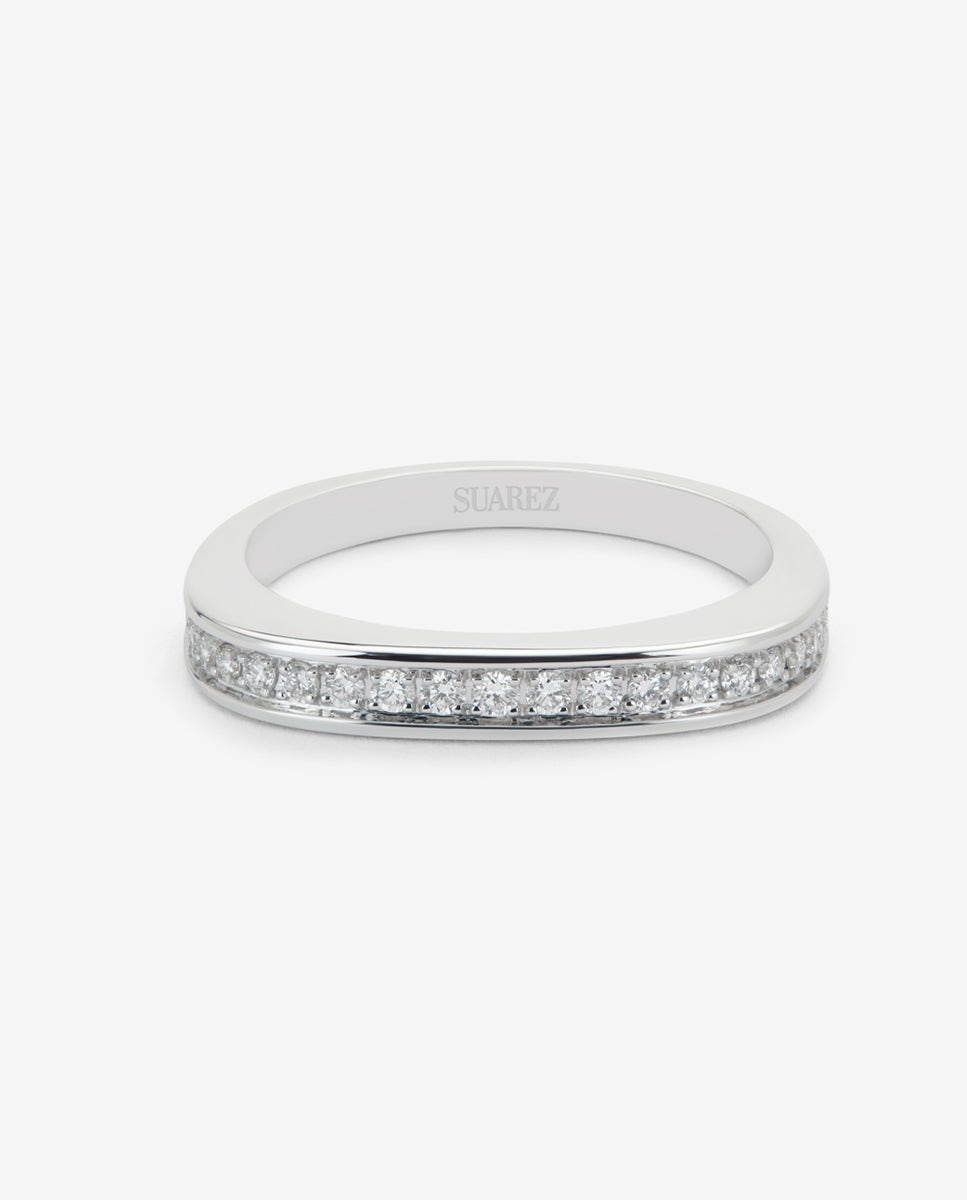 Imagen 3 de Anillo alianza de oro blanco de 18k con 23 diamantes en talla brillante con un total de 0,18 cts - Blanco Blanco