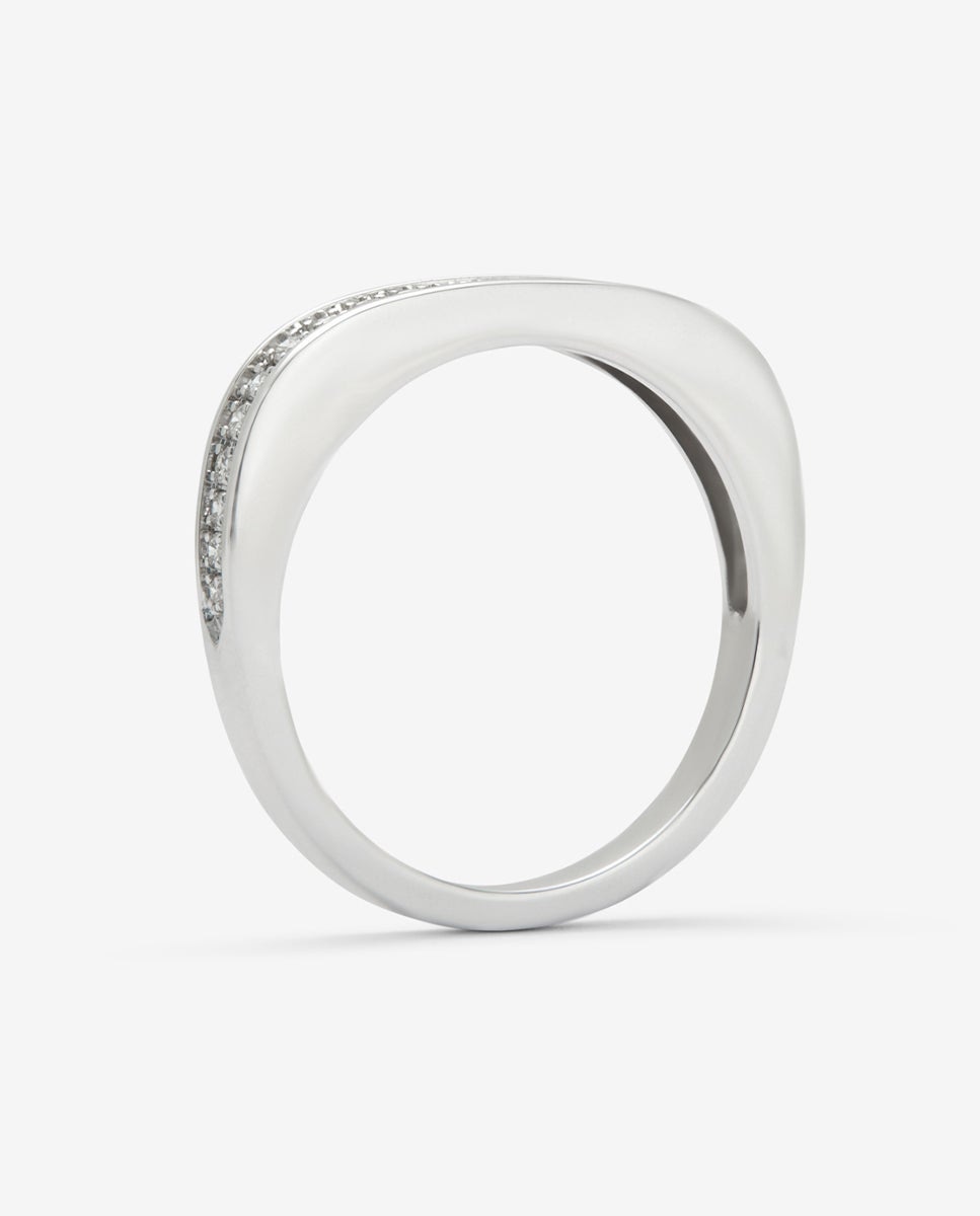 Imagen 5 de Anillo alianza de oro blanco de 18k con 23 diamantes en talla brillante con un total de 0,18 cts - Blanco Blanco