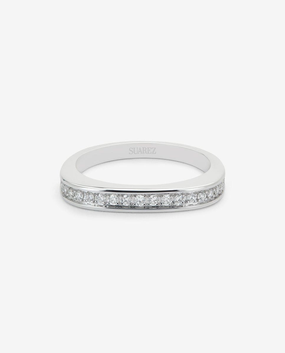 Anillo alianza de oro blanco de 18K con 23 diamantes en talla brillante con un total de 0,18 cts Blanco-3