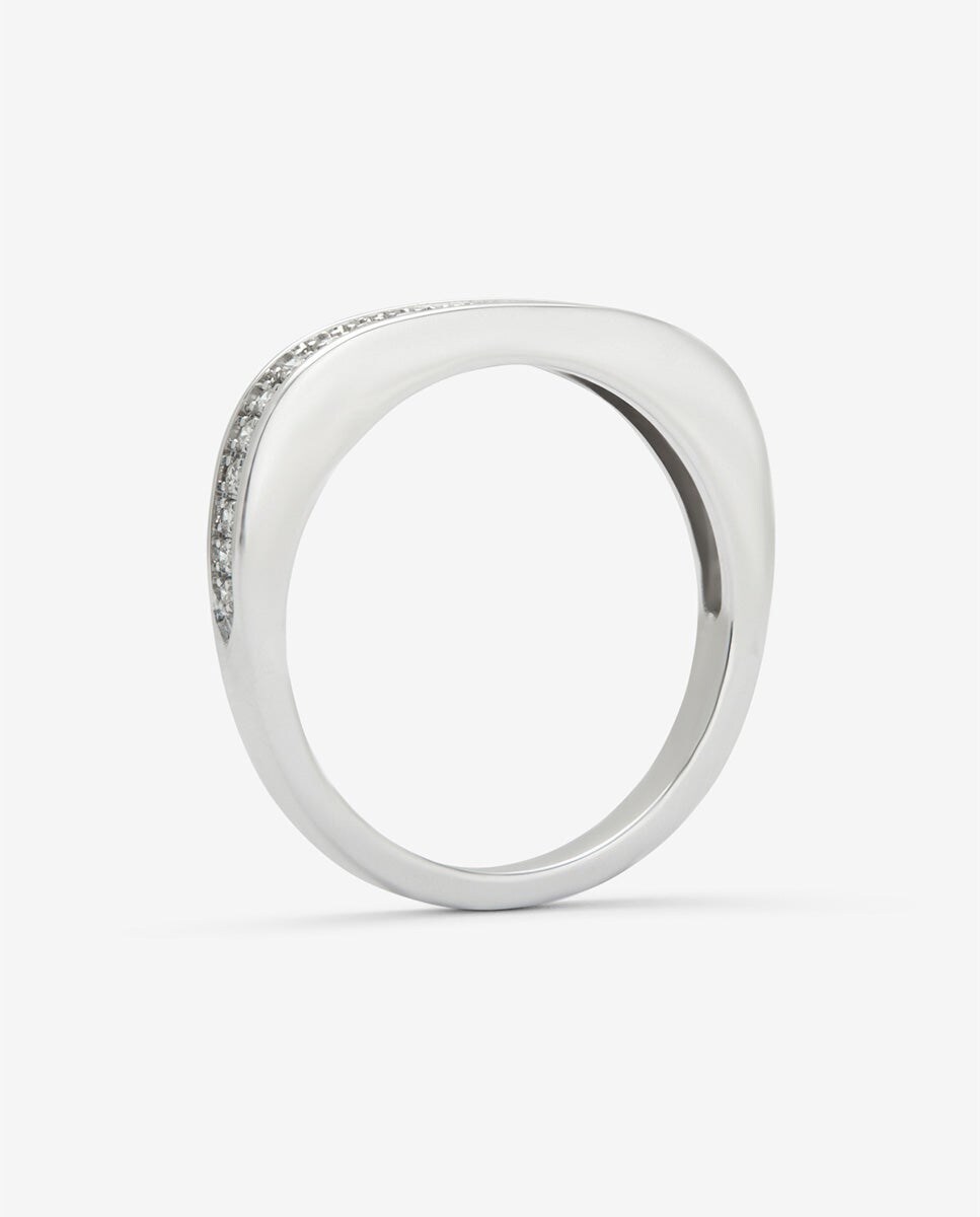 Anillo alianza de oro blanco de 18K con 23 diamantes en talla brillante con un total de 0,18 cts Blanco-5