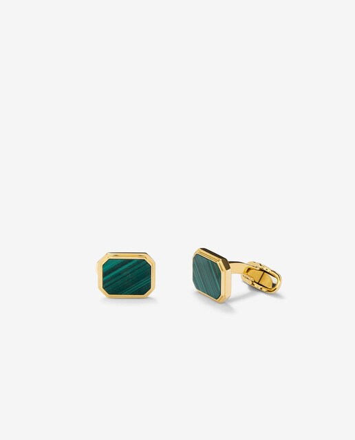 Imagen 0 de Gemelos de oro amarillo de 18K con malaquita verde