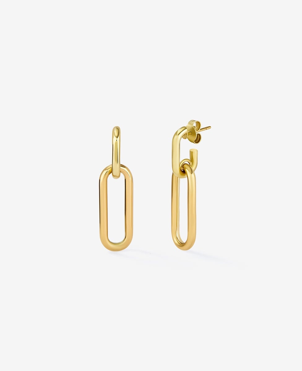 Pendientes medianos de eslabones forza de oro amarillo de 18K - SUAREZ - Oro Oro-1