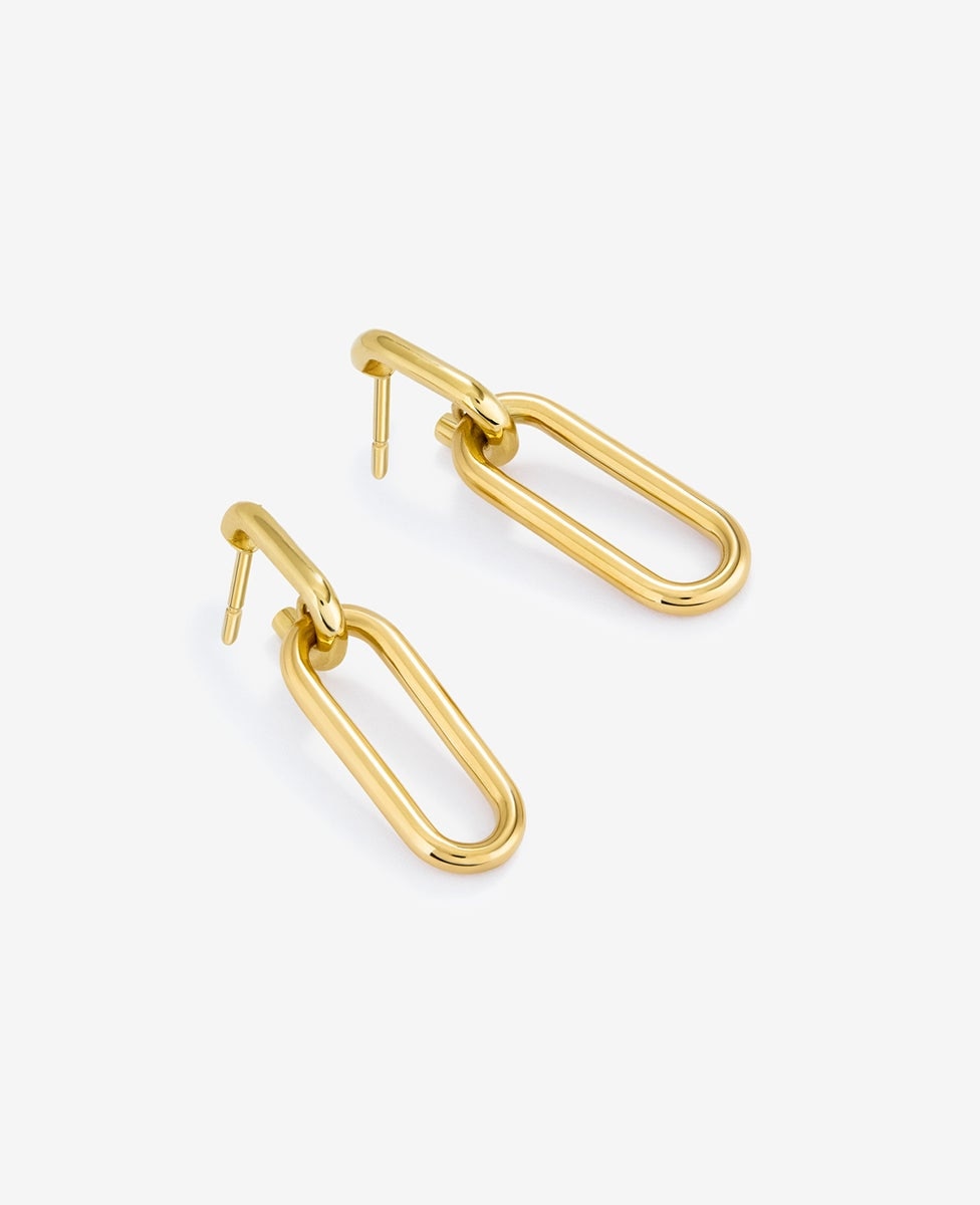 Pendientes medianos de eslabones forza de oro amarillo de 18K - SUAREZ - Oro Oro-3