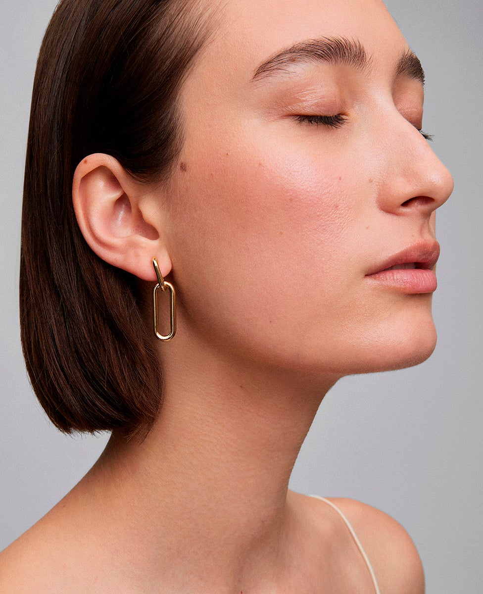 Pendientes medianos de eslabones forza de oro amarillo de 18K - SUAREZ - Oro Oro-4