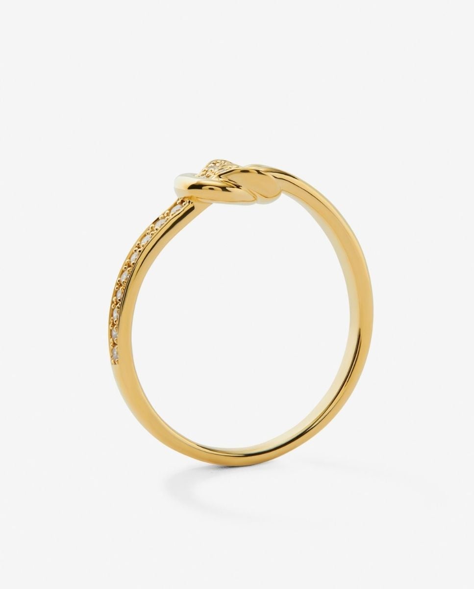 Anillo de oro amarillo de 18k con 15 diamantes en talla brillante con un total de 0,09 cts y forma de nudo - SUAREZ - Blanco Blanco-5