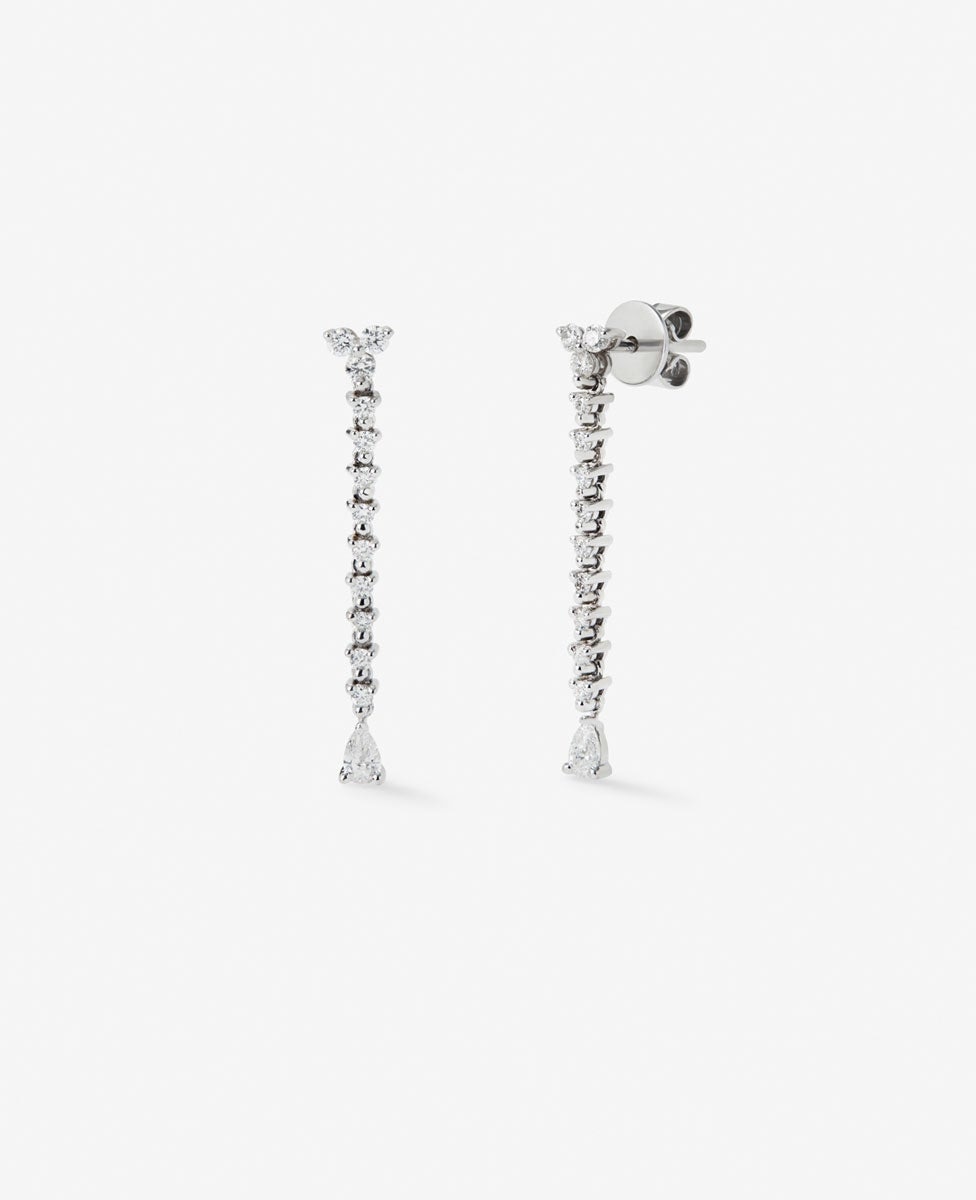 Pendientes de oro de 18K con 2 diamantes en talla pera con un total de 0,21 cts y 18 en talla brillante con un total de 0,34 cts - SUAREZ - Blanco Blanco-1